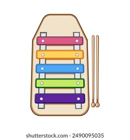 music xylophone cartoon. wooden play, object education, sound instrument music xylophone sign. isolated symbol vector illustration