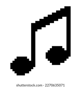 Musical 2 x eighth not icon black-white vector pixel art icon	