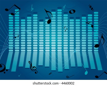 Musical abstract background with a graphical noise readout