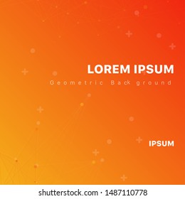 Musical abstract background on vibrant orange color gradient for web. Vector illustration of communication and social network, music notes for banner, wallpaper, poster, brochure, notebook cover