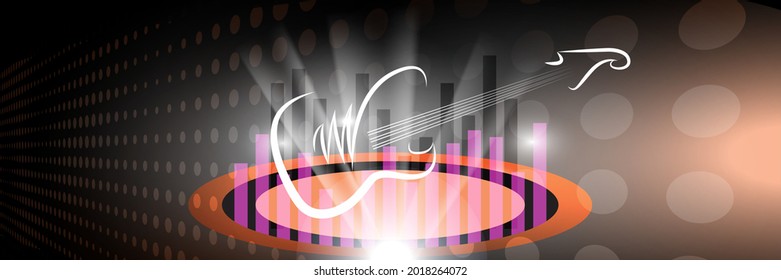 Musical abstract composition of Electric Guitar with sound symbol