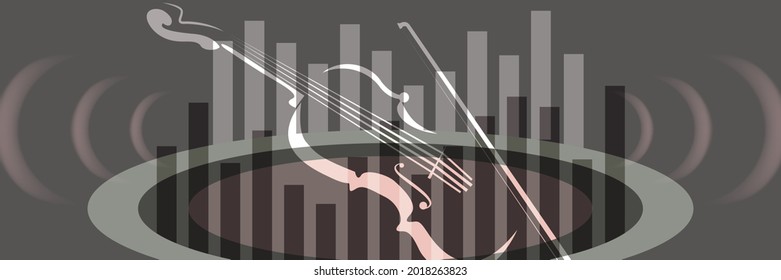 Composición abstracta musical del violín con símbolo de sonido
