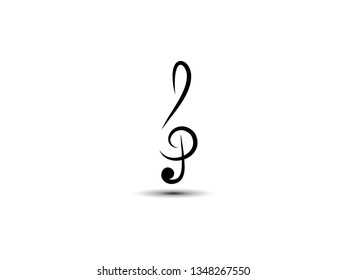 Musical abstract vector treble clef, icon, silhouette. Art style. The element is isolated on a light background.