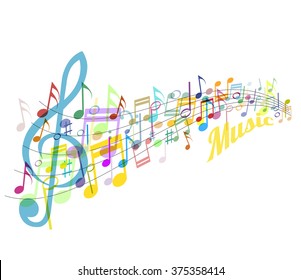 Musical abstraction - vector colorful notes