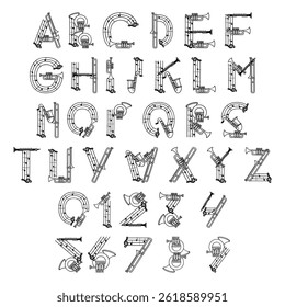 Musical Alphabet with Instruments and Notes