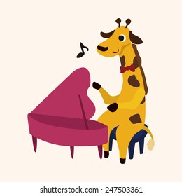 Musical animal giraffe. Flat icon 