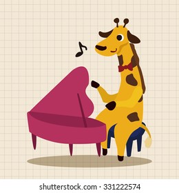musical animal giraffe flat icon elements background,eps10