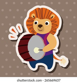 musical animal lion flat icon elements background,eps10