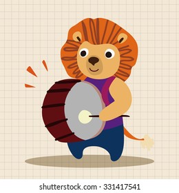 musical animal lion flat icon elements background,eps10