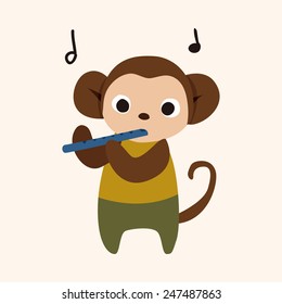 musical animal monkey flat icon elements background, eps10
