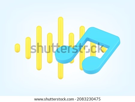 Musical application isometric template with notes and sound wave 3d icon isometric vector illustration. Quality musician professional recording studio rhythm bass acoustic harmony symbol isolated