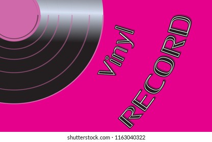 Musical audio is an old vintage retro hipster antique vinyl record and an inscription vinyl record on the background of the 50's, 60's, 70's, 80's, 90's and copy space. Vector illustration.