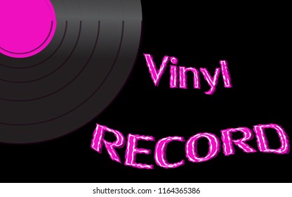 Musical audio is an old vintage retro hipster antique vinyl record and an inscription vinyl record on the background of the 50's, 60's, 70's, 80's, 90's and copy space. Vector illustration.