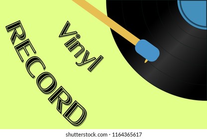 Musical audio is an old vintage retro hipster antique vinyl record and an inscription vinyl record on the background of the 50's, 60's, 70's, 80's, 90's and copy space. Vector illustration.