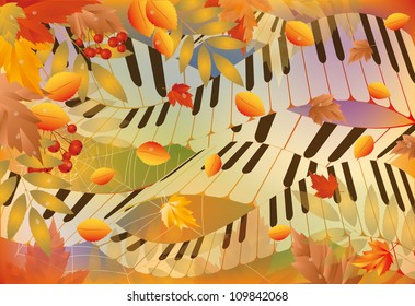 Musical autumn banner. vector illustration