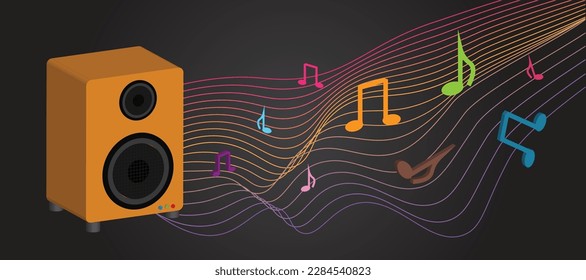 musical background with 3d loudspeaker