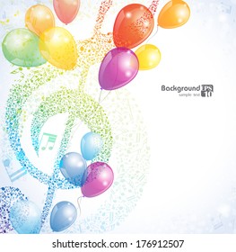 musical background with balloons