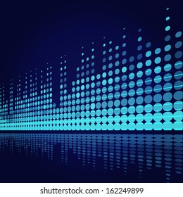 musical background with blue lines on dark blue