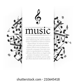 Musical background with clef and notes