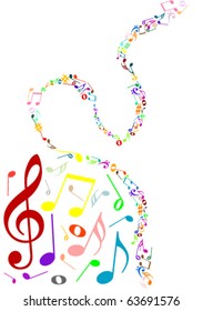 Musical background with colored music notes