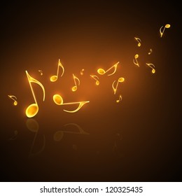 musical background with flowing golden notes