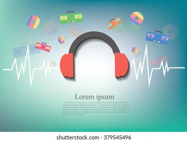 Musical background with headphone