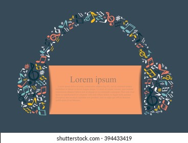 Musical background with headphone.