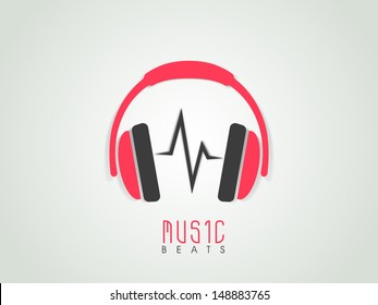 Musical background with headphone and beats, can be use as banner, flyer, poster or background. 