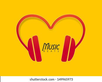 Musical background with headphone, can be use as banner, flyer, poster or background. 
