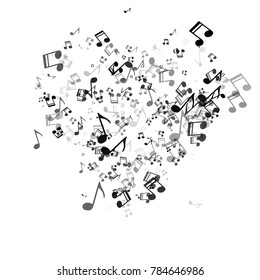 musical background with hearts for valentine's day design