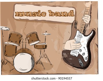Musical background, music band, the vector