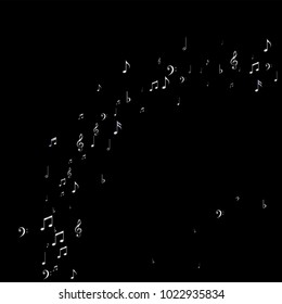 Musical Background with Note Signs and Symbols. Music Fashion Pattern Design. Piano Motif Texture. Flyer Print Design Pattern.