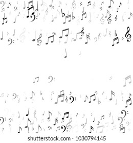 Musical Background with Note Signs and Symbols. Dance Party Poster Pattern Design. Texture with Note Icons. Fashion, Fabric Print Design Background.