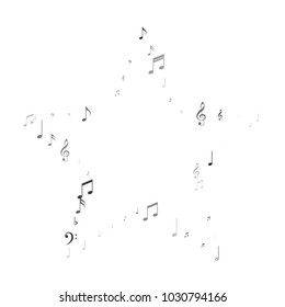Musical Background with Note Signs and Symbols. Music Festival Flyer Pattern Design. Melody Motif Texture. Invitation Print Design Background.