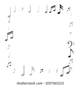 Musical Background with Note Signs and Symbols. Dance Party Poster Pattern Design. Melody Motif Texture. Invitation Print Design Pattern.