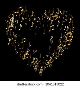 Musical Background with Note Signs and Symbols. Pattern Design with Music Symbols Sequins. Glitter Note Icons Texture. Poster Print Design Pattern.