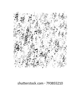 Musical Background with Note Signs and Symbols. Dance Party Poster Pattern Design. Symphony Motif Texture. Invitation Print Design Pattern.