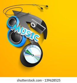Musical background with notes on yellow.