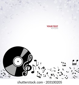 musical background with notes and record