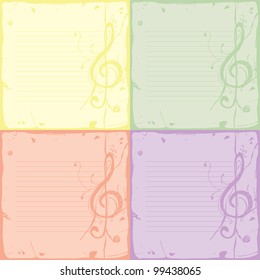 musical background paper- four different shapes of lined sheet