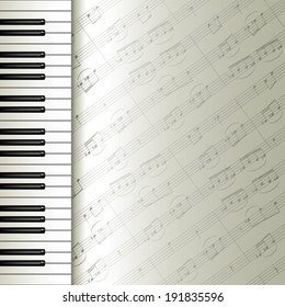 Musical background with piano and notes. Vector illustration