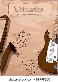 musical background with a saxophone