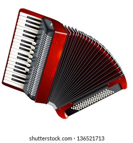 Musical background series. Classical accordion, isolated on white background. Vector illustration