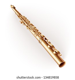 Musical background series. Classical flute, isolated on white background. Vector illustration