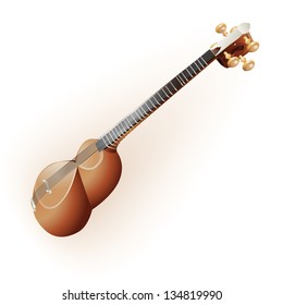 Musical background series. Classical Iranian tar (lute), isolated on white background. Vector illustration