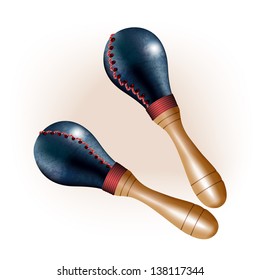 Musical background series. Classical maracas (cuban rattles), isolated on white background. Vector illustration