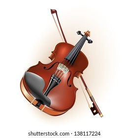 Musical background series. Classical violin, isolated on white background. Vector illustration