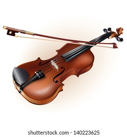 Musical background series. Classical violin, isolated on white background. Vector illustration