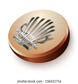 Musical background series. Traditional African thumb piano (mbira or kalimba), isolated on white background. Vector illustration