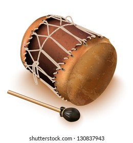 Musical background series. Traditional bungas (drums), isolated on white background. Vector illustration